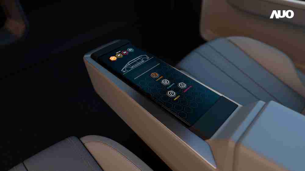 EBpay以人性化设计打造多变形态中控显示(Morphing Center Control)，，不使用时仅平面显示信息，，，，进行操作时，，，显示器则会动态隆起，，，，转变成3D实体按钮，，并有触觉回馈，，，展示人机互动新体验