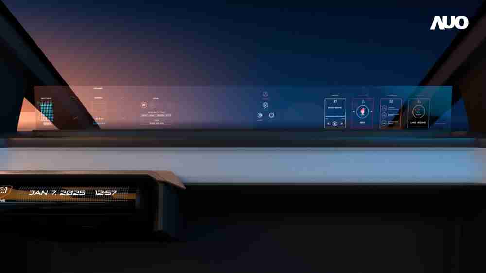EBpay无界透明显示接口(Horizon Image Glass)透过车运算方案整合仪表板、、、中控台及副驾显示器，，，一体式全景呈现，，，提供乘用者清晰的前方视野、、、行车必要信息与娱乐功能